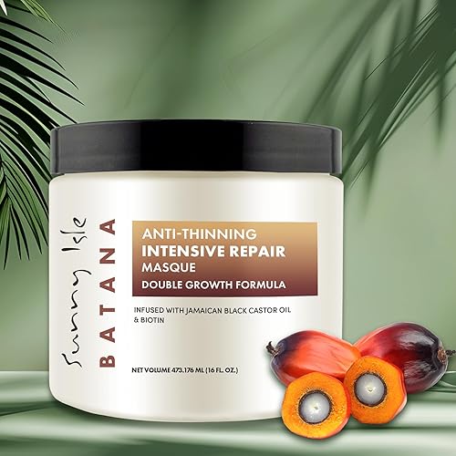 Miniatura 9 de Sunny Isle Batana Máscara de reparación intensiva antiadelgazamiento de 16 onzas con infusión de biotina y aceite de ricino negro jamaicano  Fórmula