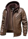 Men’s Genuine Cowhide Leather Jacket Black Hooded Motorcycle Biker Jacket for Men