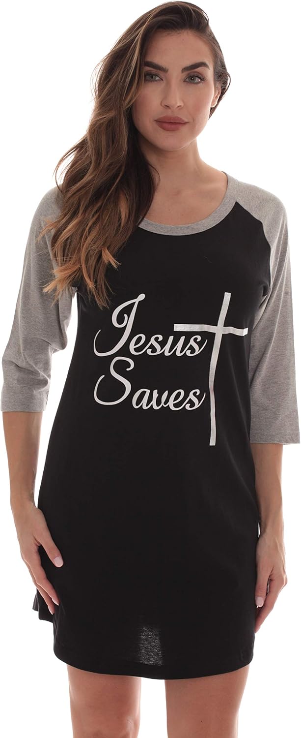 Just Love 100% Cotton Sleep Dress for Women Baseball Sleeve Nightshirt