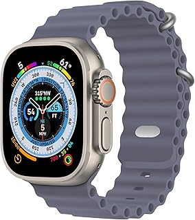 سوار اوشن مصنوع من السيليكون قابل للتعديل مع إبزيم معدني يتوافق مع ساعة آبل سلسلة 1 و2 و3 و4 و5 و6 و7 و8 و9 وSE والترا بمقاسات 49 و45 و44 و42 ملم للرجال من BHUIJIC