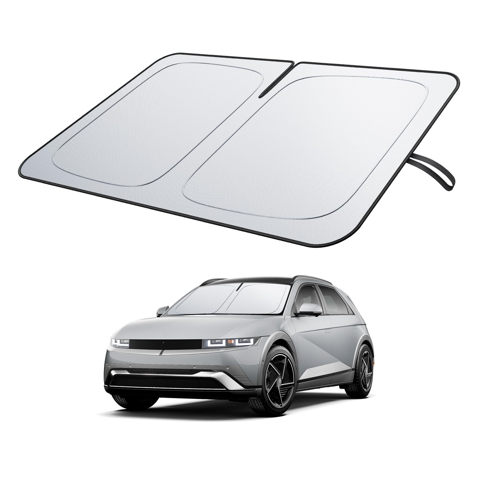 BIXUAN Osłona przeciwsłoneczna na przednią szybę, kompatybilna z Hyundai Ioniq 5 2022-2025 2026, osłona przeciwsłoneczna na przednią szybę, składany parasol przeciwsłoneczny z ochroną przed