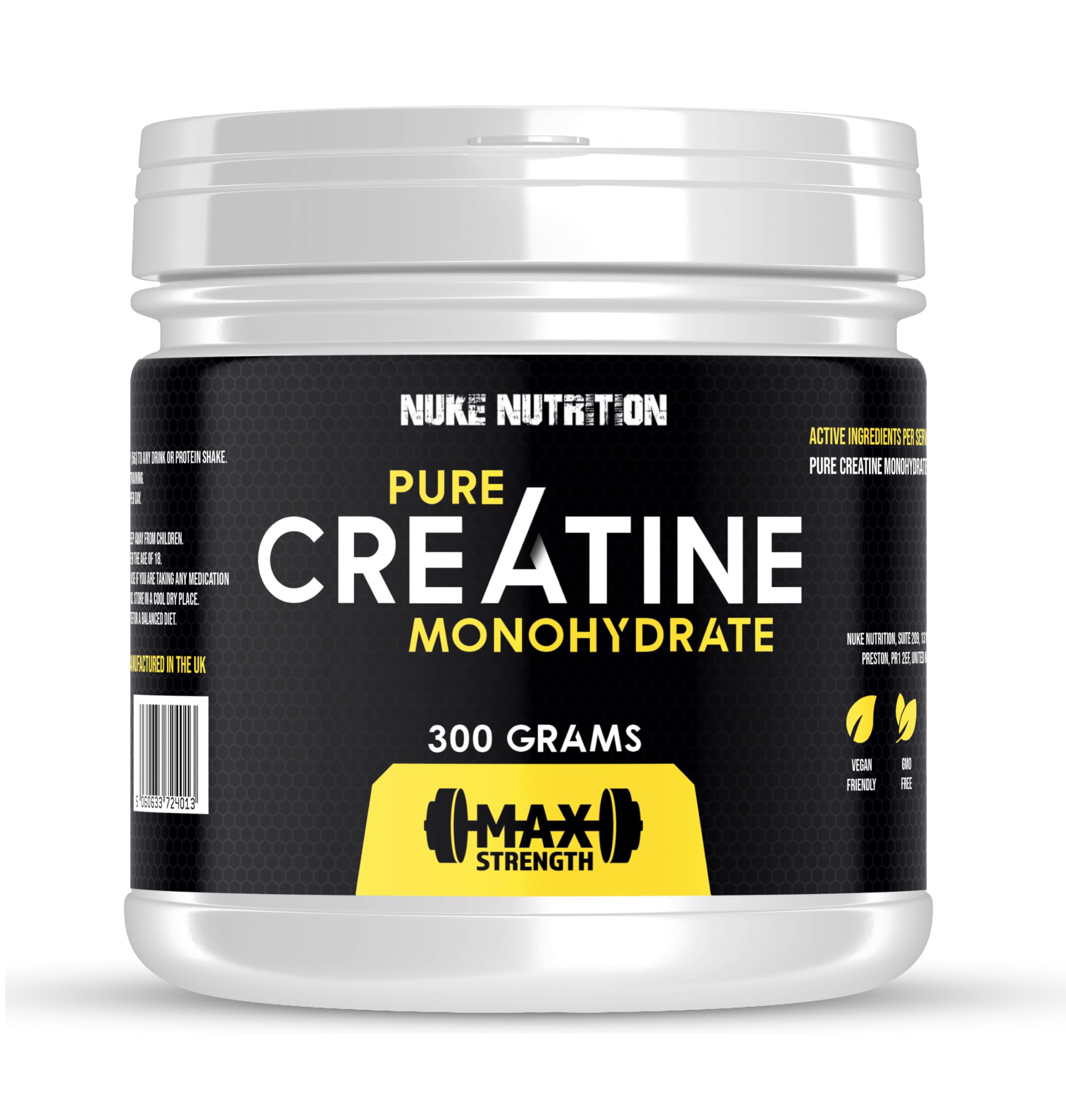 Nuke Nutrition Creatine Monohydrate Powder 300g - Micronised Creatine Powder for Gym Workout - Unflavoured Muscle Building Supplements for Post and Pre-Workout - Improve Performance & Bolster Strength