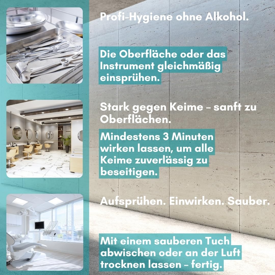 Desinfektionsspray 1L Flächendesinfektionsmittel alkoholfrei | Gebrauchsfertig, keine Mischung nötig. 3 Min. Einwirkzeit, hinterlässt keine Schlieren oder Rückstände.