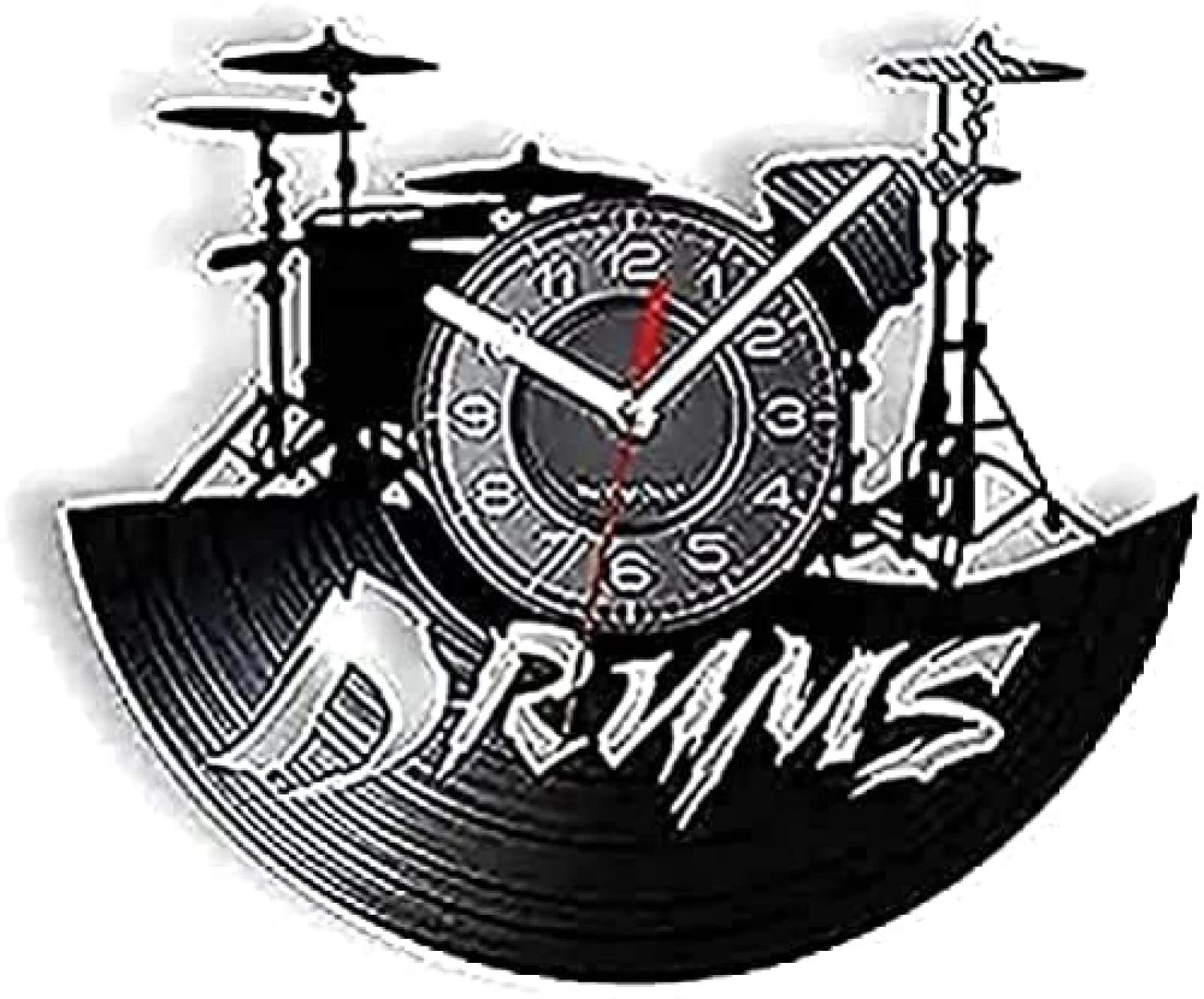 Horloge murale vintage pour batterie de salle de musique avec mouvement quartz silencieux