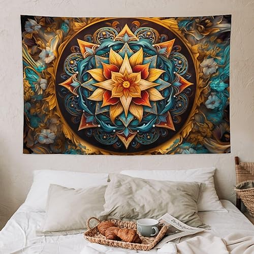 Smacget Tapiz floral de mandala, bohemio, multicolor, floral, psicodélico, tapiz para colgar en la pared para dormitorio, tapiz estético de tarot
