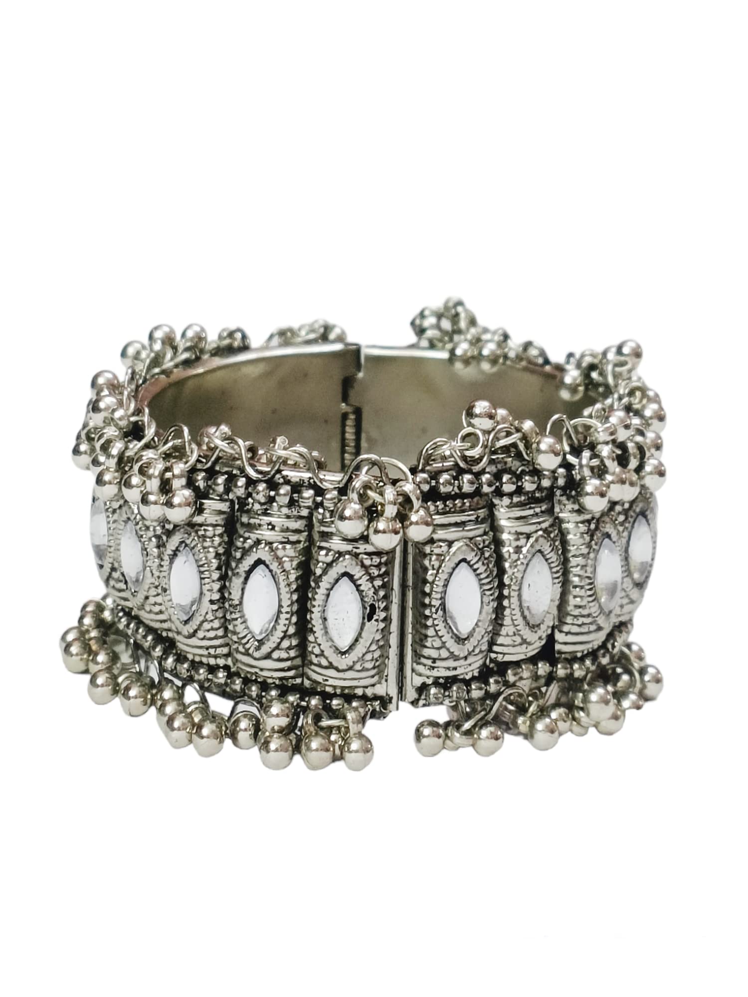 Total Fashion Silver oxidised Jewellery Traditional Charms Bangle Bracelet for Woman & Girls (B07MR8M9KG) Amazon Price History, Amazon Price Tracker