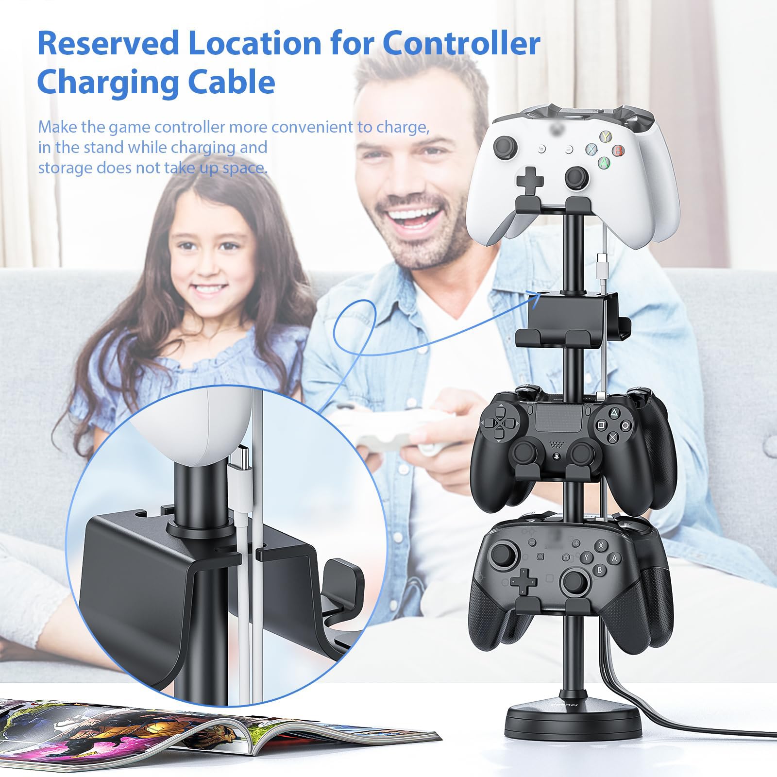 Porta Controller per PS5 PS4 XBOX Series S e X Nintendo Switch Joystick, Porta Joystick 4 Livelli, Supporto Controller Cuffie Gaming, Porta Joystick PS5 e XBOX Series X e S Console Originale