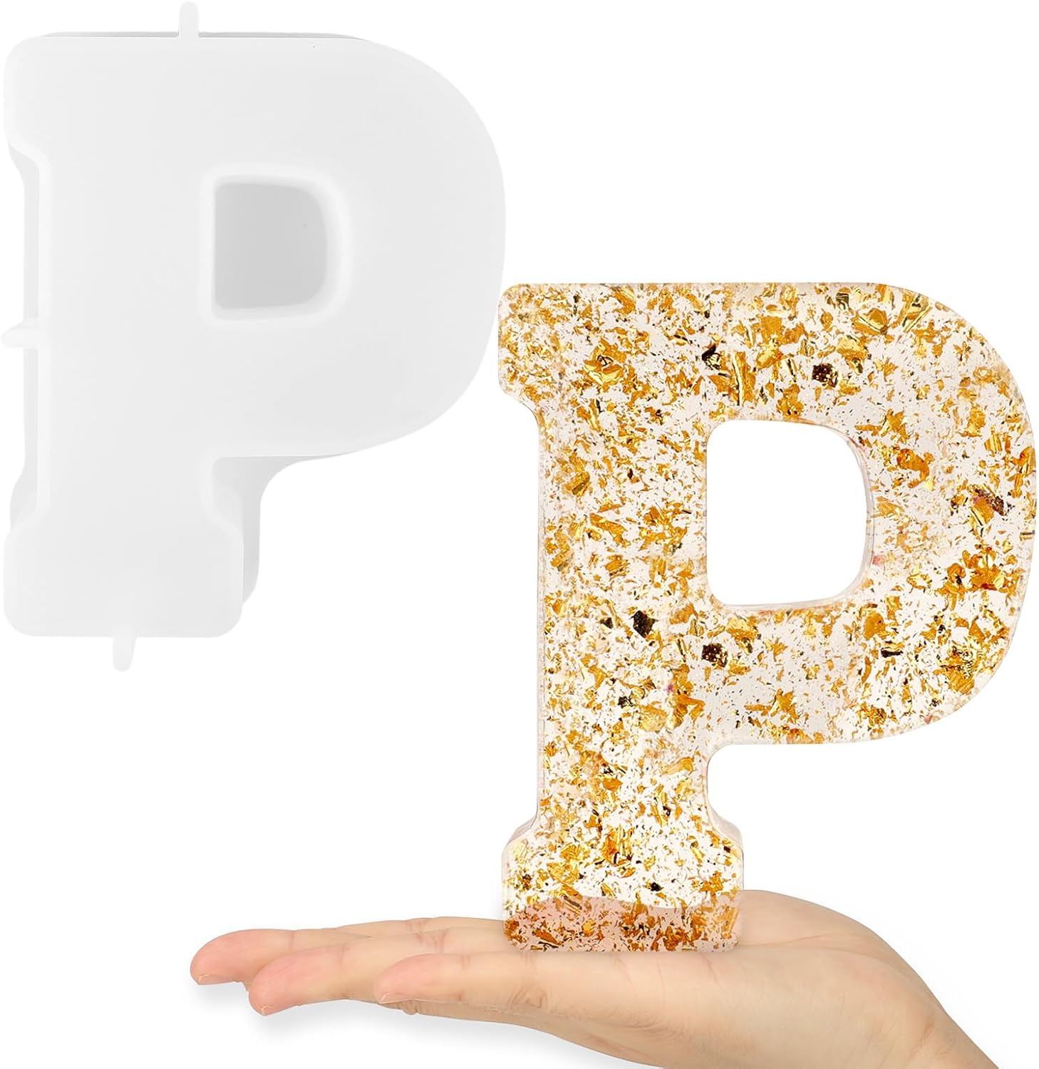 Gartful 7 Inch Large Letter Molds for Resin, 3D P Capital Alphabet Epoxy Resin Mold, A to Z Thick Resin Letter Molds for Making Letters, Word Sign Art, DIY Crafts, Making Cake, Party Home Decor