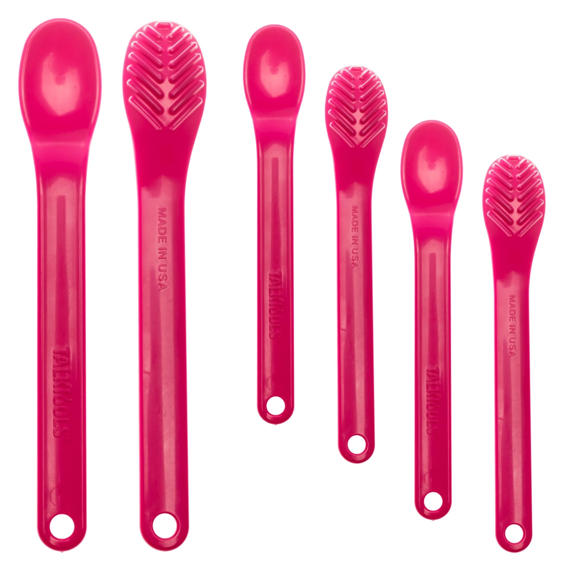 TalkTools Wee Textured Spoons - Self-Feeding Oral Motor Therapy for Lip Closure &amp; Oral Awareness, Kids, Toddlers &amp; Adults, Sensory Feeding Aid | Magenta, 6-Pack