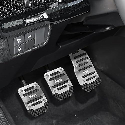 Miniatura 8 de Middrivr 3 pedales de acelerador de embrague de freno de aleación de aluminio, cubierta de pastillas de freno de transmisión manual automática de