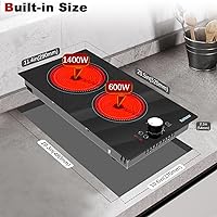 Vista 6 de Karinear Placa eléctrica de 2 quemadores de 110 V, control de perilla radiante de estufa de 12 pulgadas, enchufe de salida de 110 V, uso en encimera