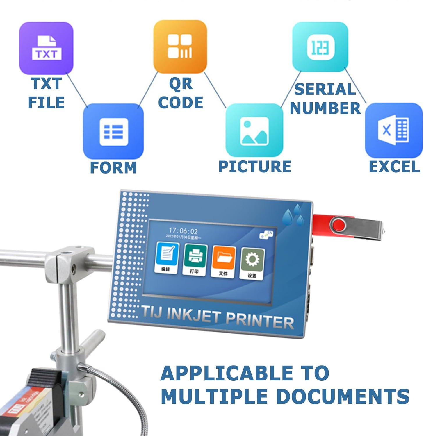 産業用インクジェットプリンタオンラインバッチコーダ、4.3インチ