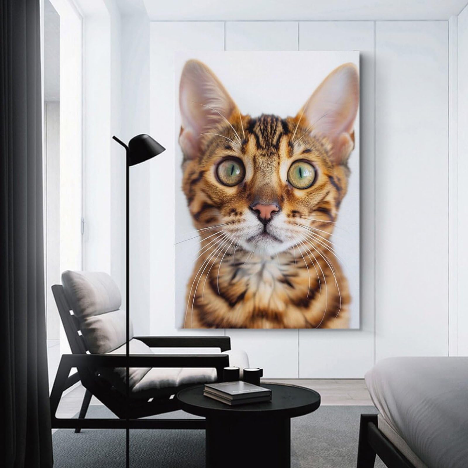 Junmoney Bengal Face Wall Art Print, 20x30inch(50x75cm), for Wall Displays, Bedrooms Or Room Updates, A Versatile Canvas Print for Layering