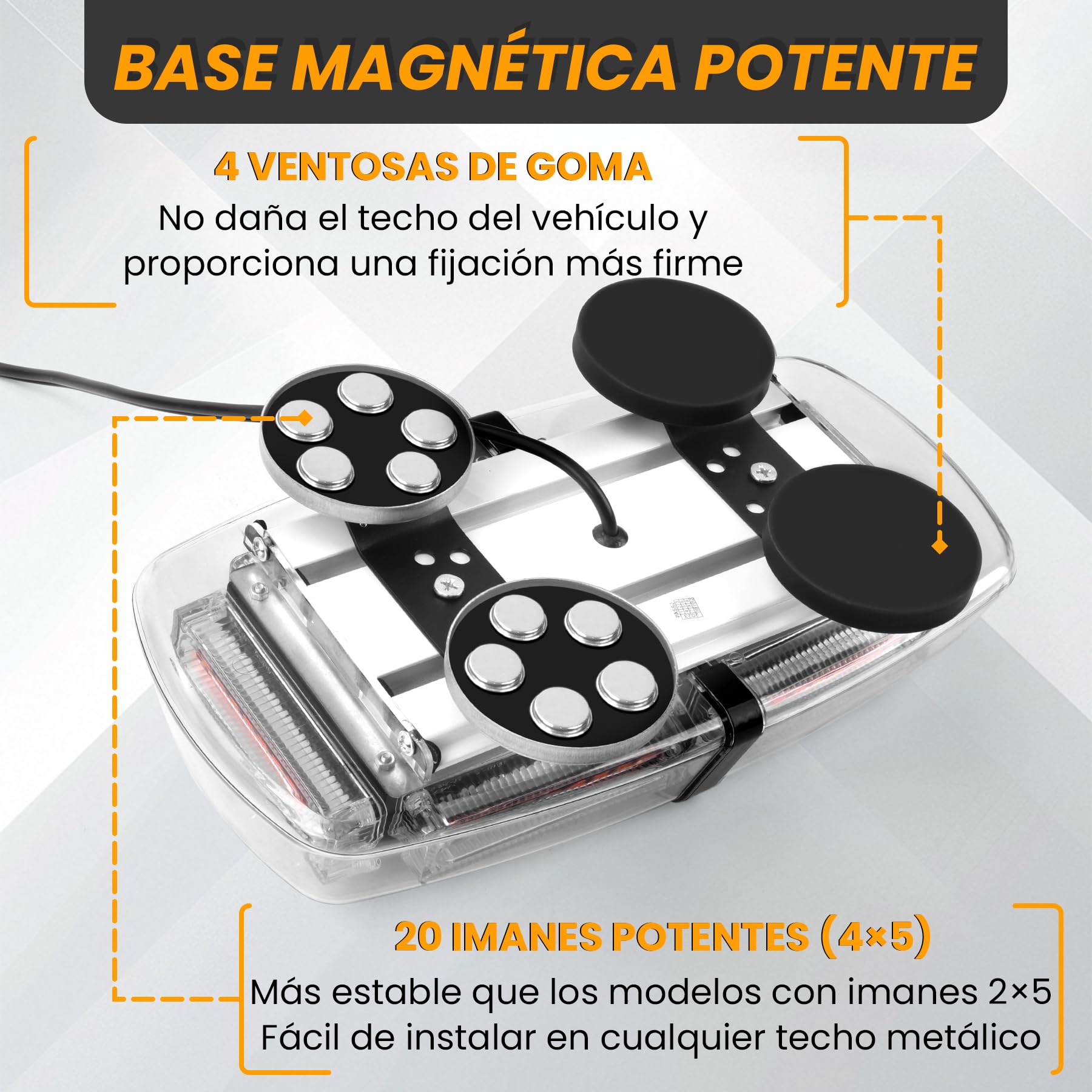 Luces Estroboscópicas De Emergencia para Coche 54 LED Magnéticas 12-24V 7 Modos Doble Control IP65 Luz De Advertencia Universal para Camión SUV Vehículos