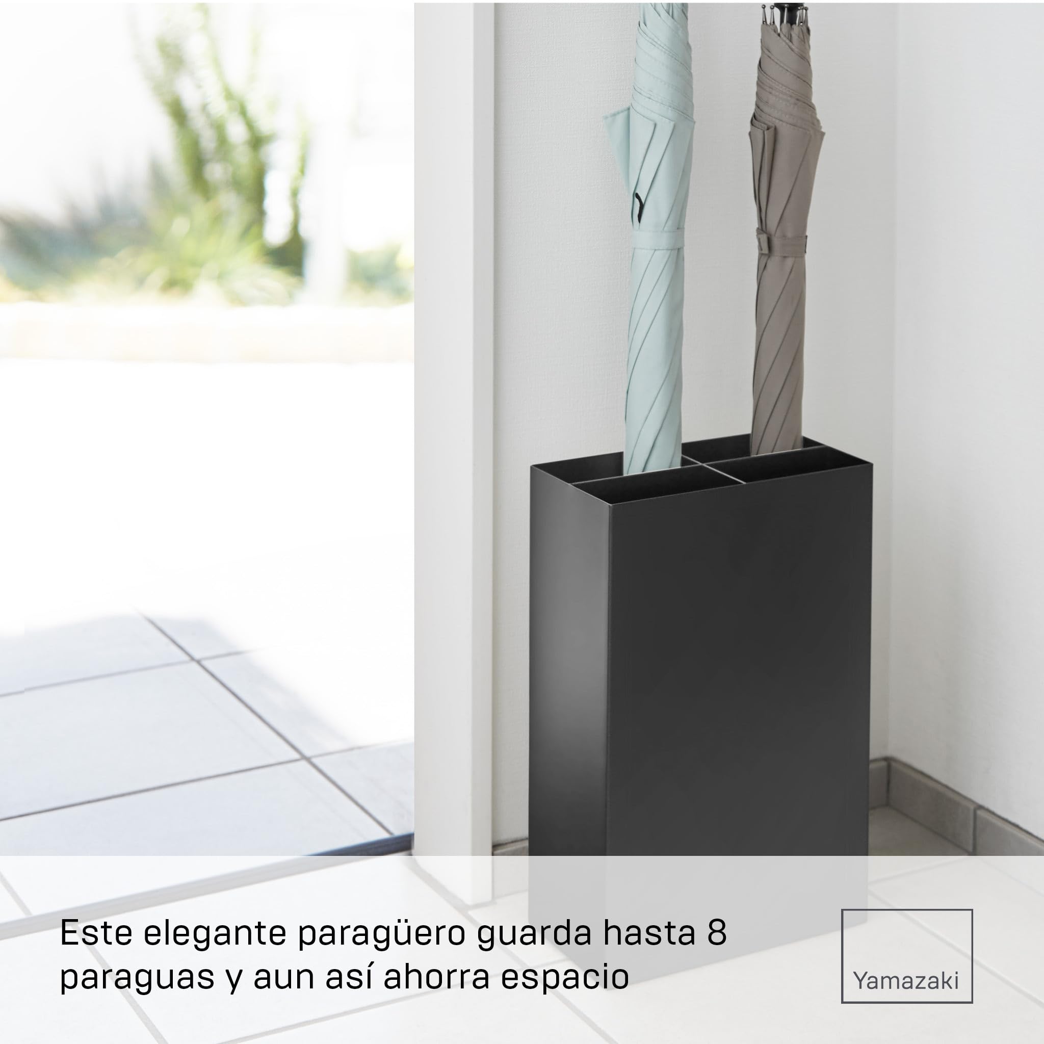 YAMAZAKI 3452 Smart Umbrella Stand Wide, Black, Steel/Polypropylene, 23.5 x 12 x 36 cm