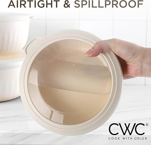 Vista 353 de COOK WITH COLOR - Juego de tazones de preparación profundos con tapas, para mezclar, de plástico, pequeños y apilables (color rosa/gris)