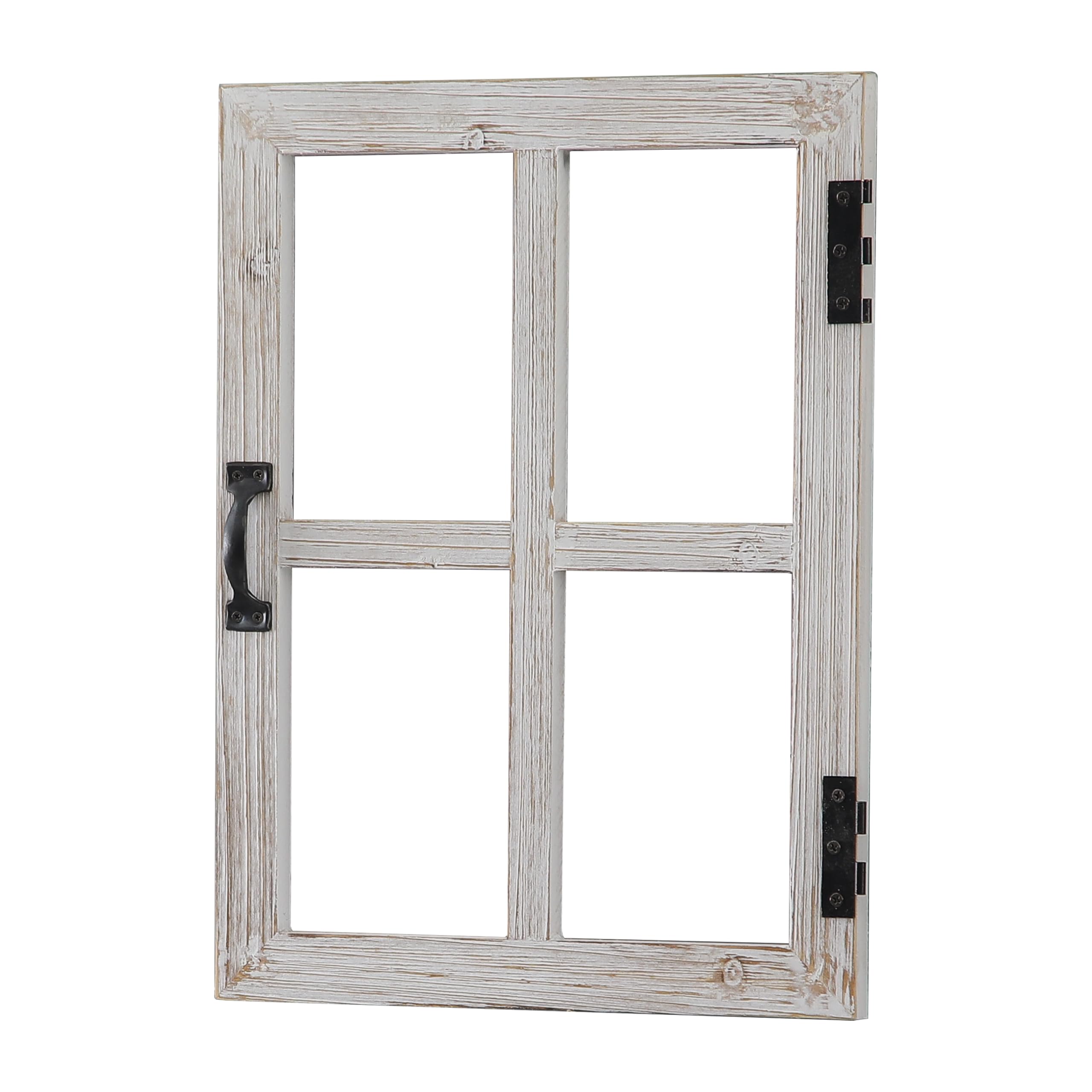 Sintosin Small Rustic Window Frame Wall Decor 12 X 16 Inch, Hanging Handmade Washed White Wooden Farmhouse Faux Window Wall Decor for Living Room Bedroom Entryway Hallway, Horizontal or Vertical