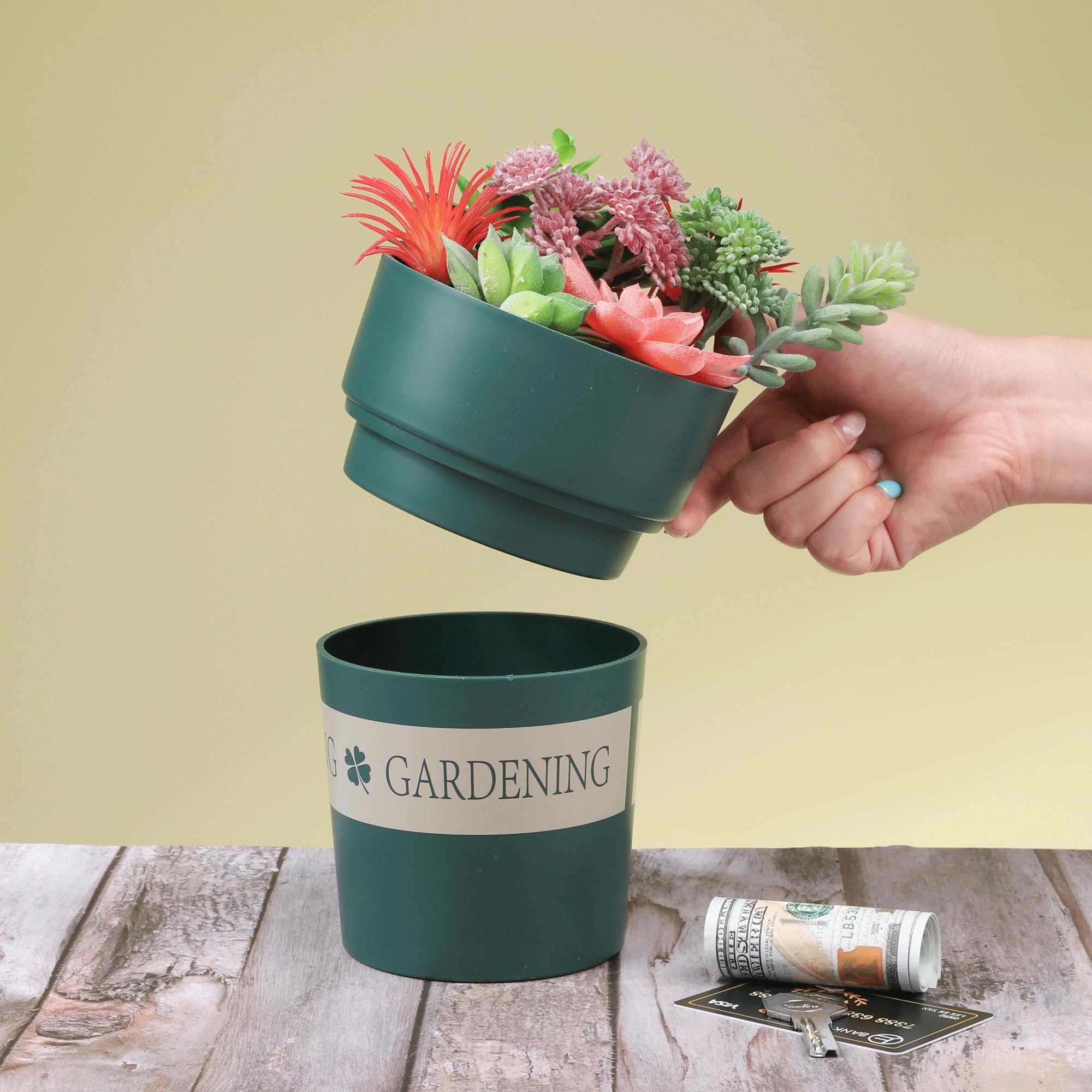 Pot De Fleurs Coffre-fort Secret - Cachette Pour Argent, Bijoux, Clés, Fond Amovible Verrouillé