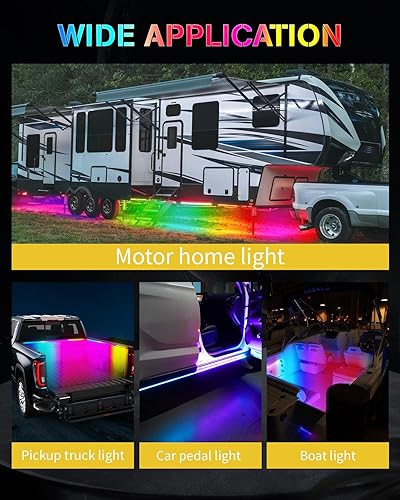 Miniatura 5 de Tira de luces LED subterráneas de 12 V para automóvil, luz RGB para umbral de puerta de camioneta de camioneta, RV, barco, carrito de golf, luces