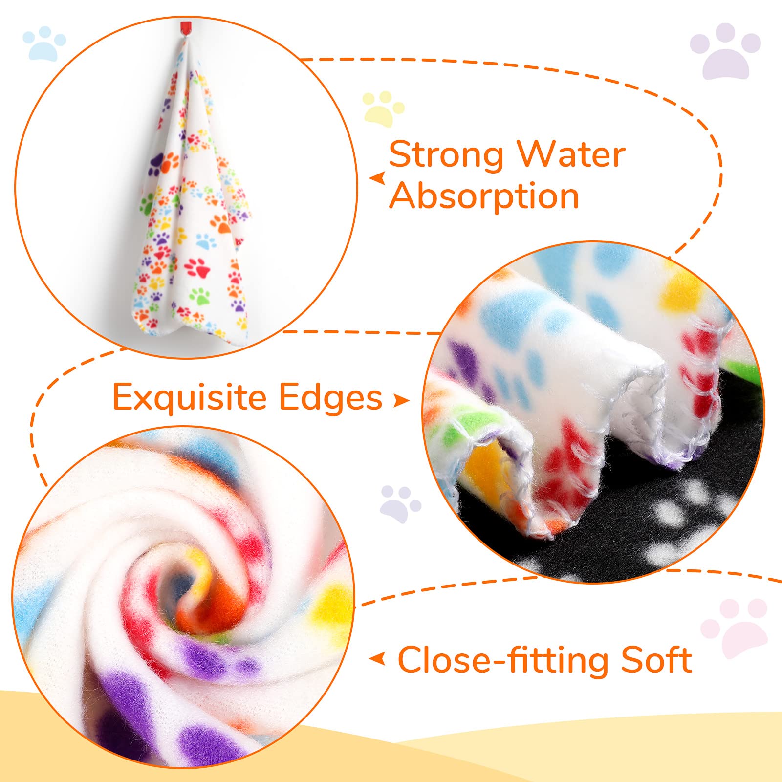 Lot de 12 couvertures pour chien en tissu polaire avec imprimé de pattes - Doux et lavable - Pour chaton, chiot et autres petits animaux - Style assorti