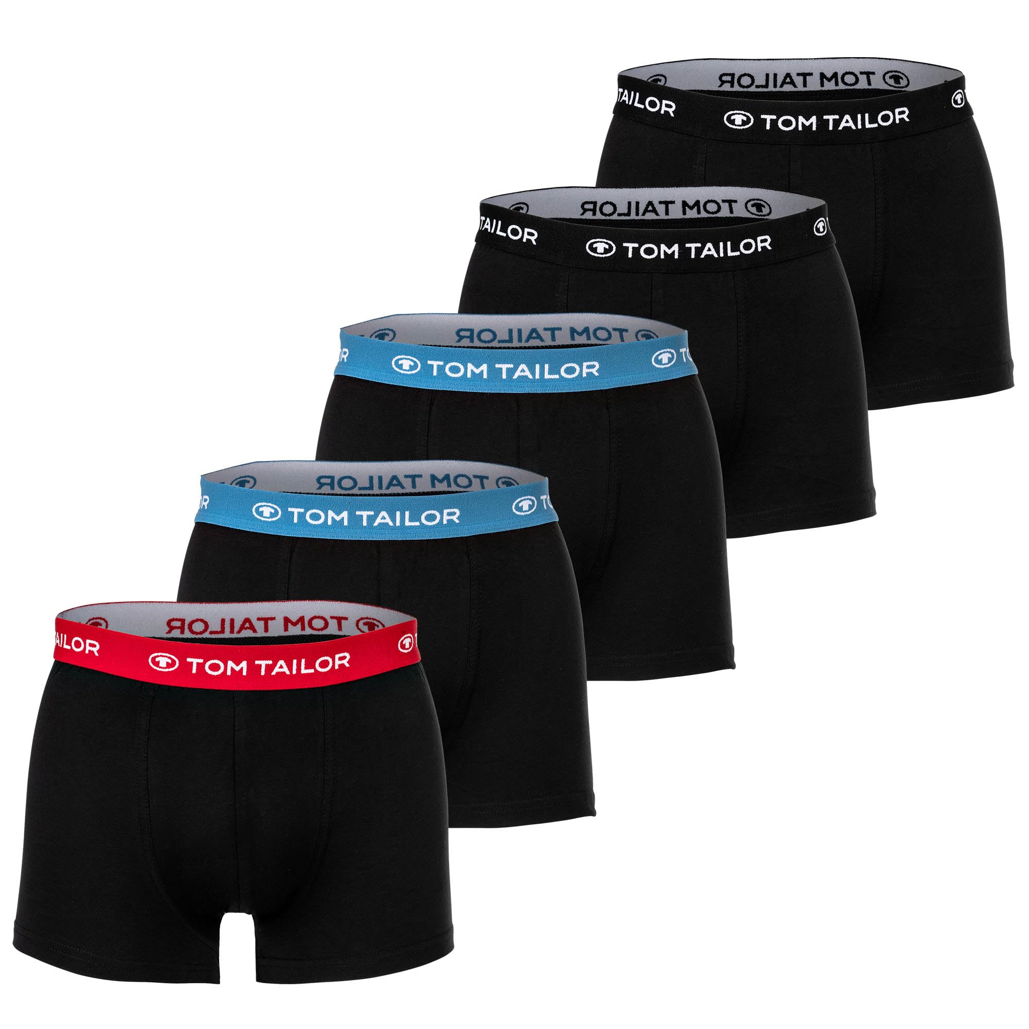 TOM TAILOR Boxer da uomo, confezione da 5 pezzi, biancheria intima in cotone con elastico, pantaloni a fianca/trunks con elastico in vita, comodi mutande da uomo, confezione multipla