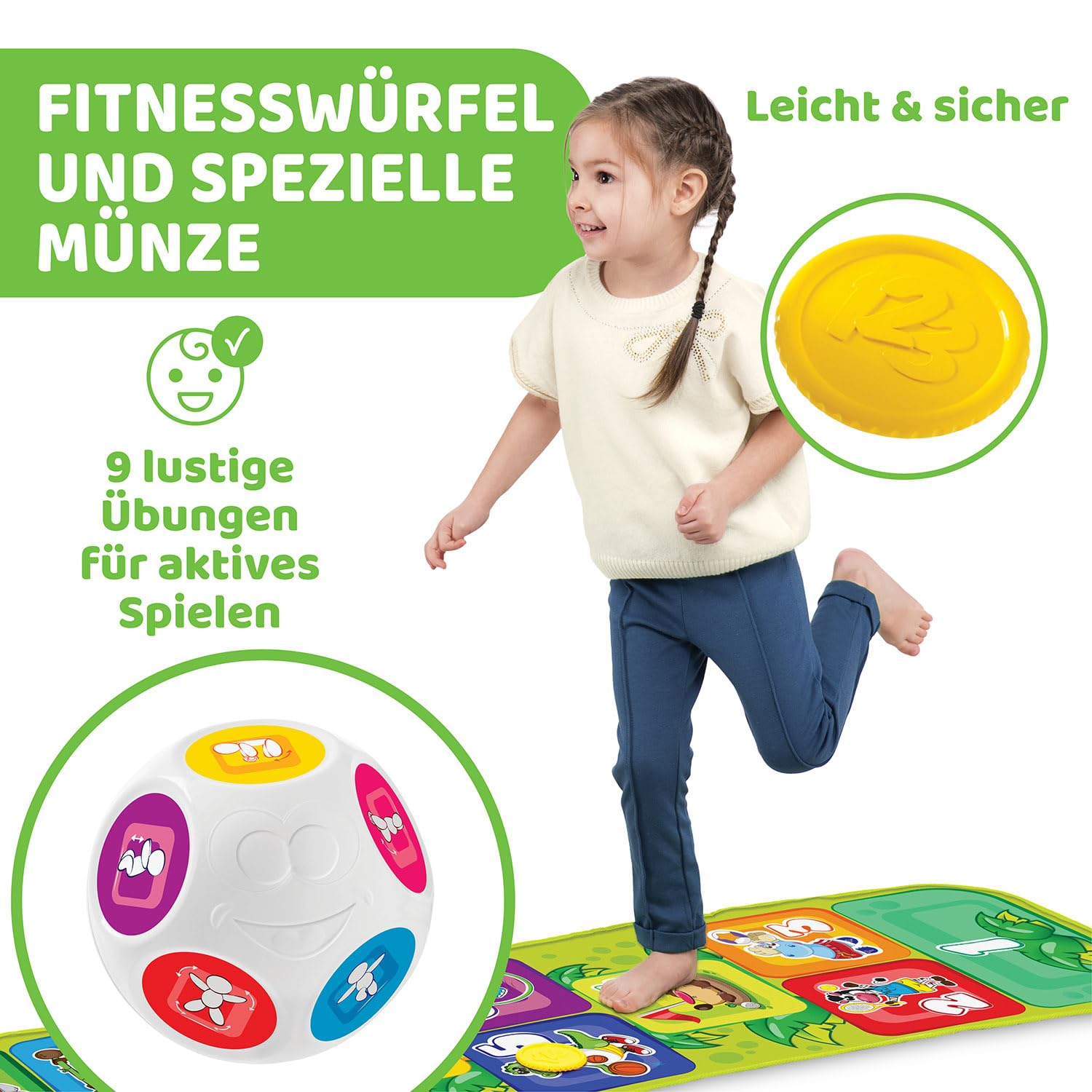Chicco Jump & Fit Elektronische Hüpfmatte, Interaktives Spiel mit Lichtern und Geräuschen, Musikmatte für zu Hause, 2 Spielmodi, 150 cm, Kinderspielzeug von 2-5 Jahren