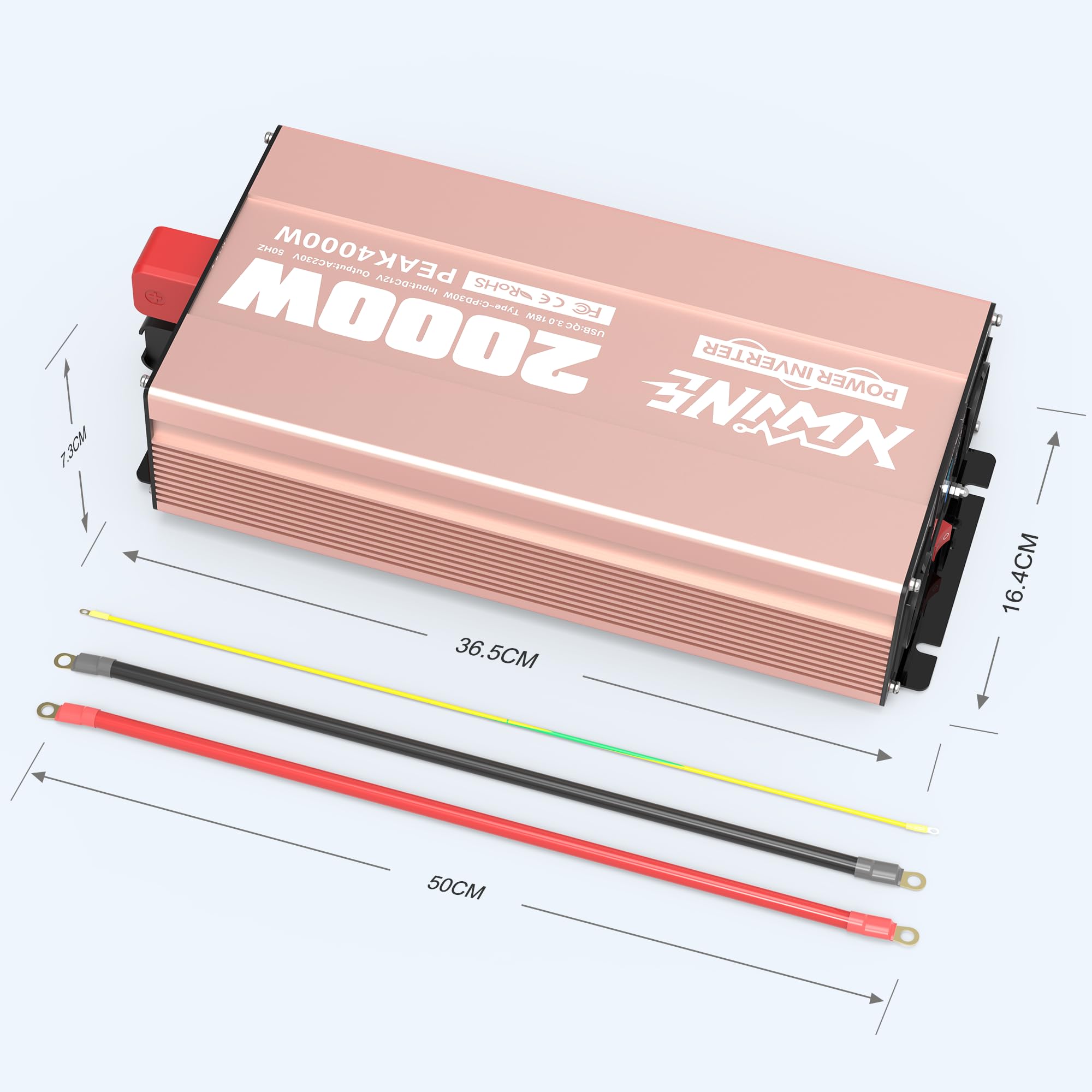 XWJNE Convertisseur 12V 220V Pur Sinus 2000W Onduleur, Convertisseur de Tension avec 2 Prises EU, 1 USB-A, 1 USB-C, Écran LCD, Télécommande, Transformateur 12V 220V pour Voiture, Camping, Caravane