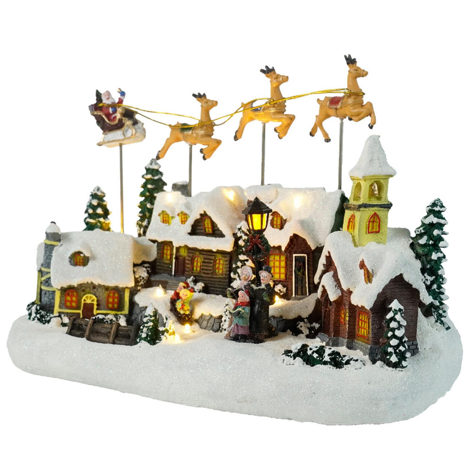 Msioytog Christmas Flying Reindeer LED Lighted Musical Holiday Decoration Resin Tabletop Centerpiece for Festival Atmospheres Musical Christmas Decoration with Lights