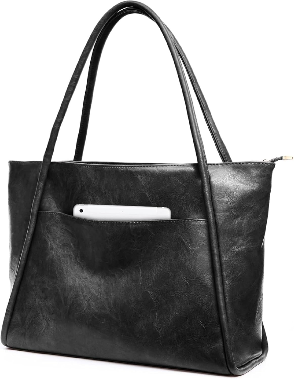 Large Tote Bag for Women Work with Zipper 16L Vegan Leather Ladies Travel Purses and Handbags