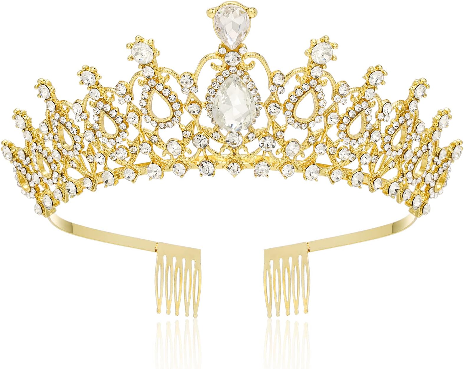 MakoneCrowns for Women,Gold Princess Crown, Crystal Crown for Bridal, Wedding, Pageant, Birthday, Party