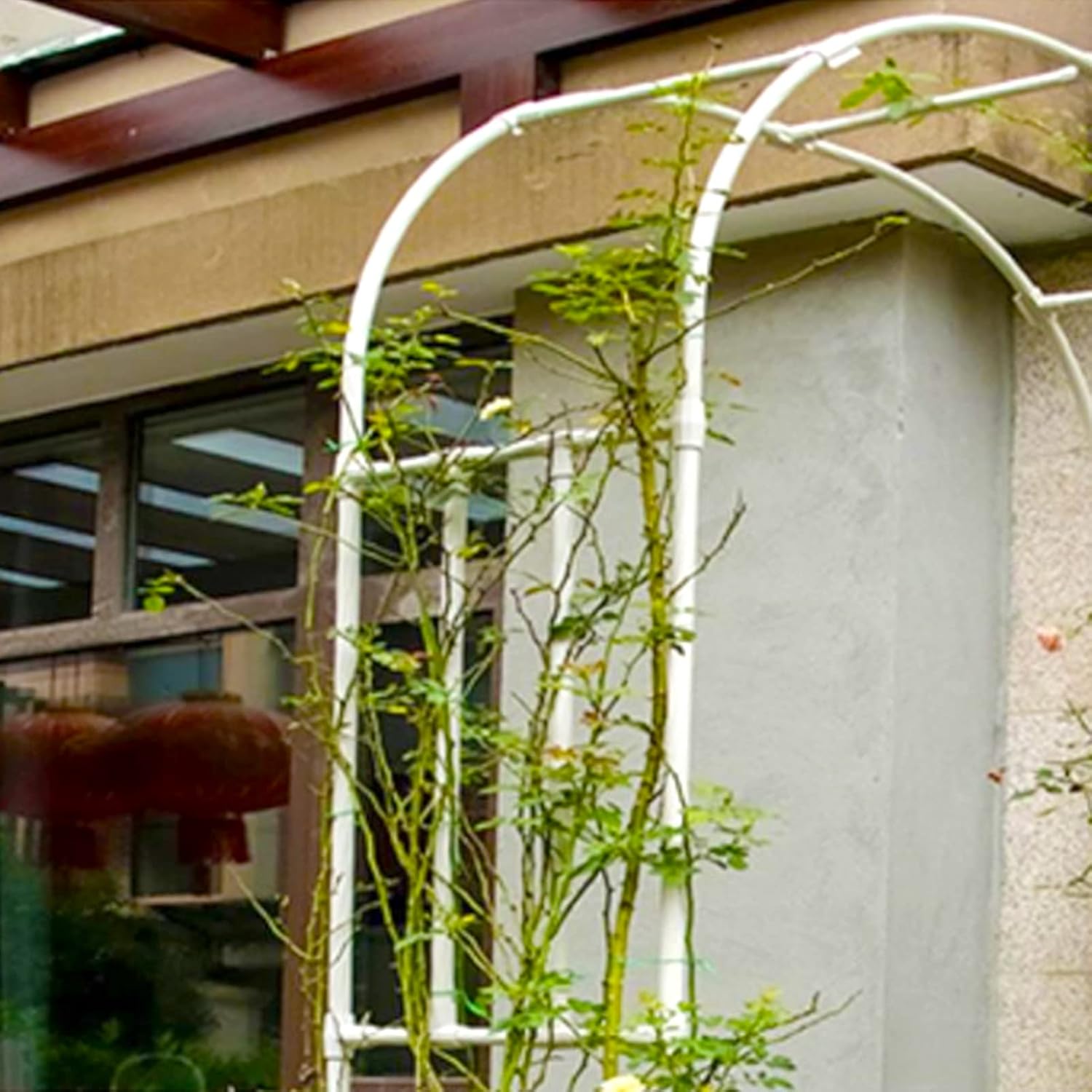 Half Side Wall-Mounted Garden Archway,Garden Arch,Spiral twisted flowers,PE plastic wrap does not hurt plants,half-side plant climbing pergola,garden/balcony/hotel/aisle decoration ( Color : Black , S