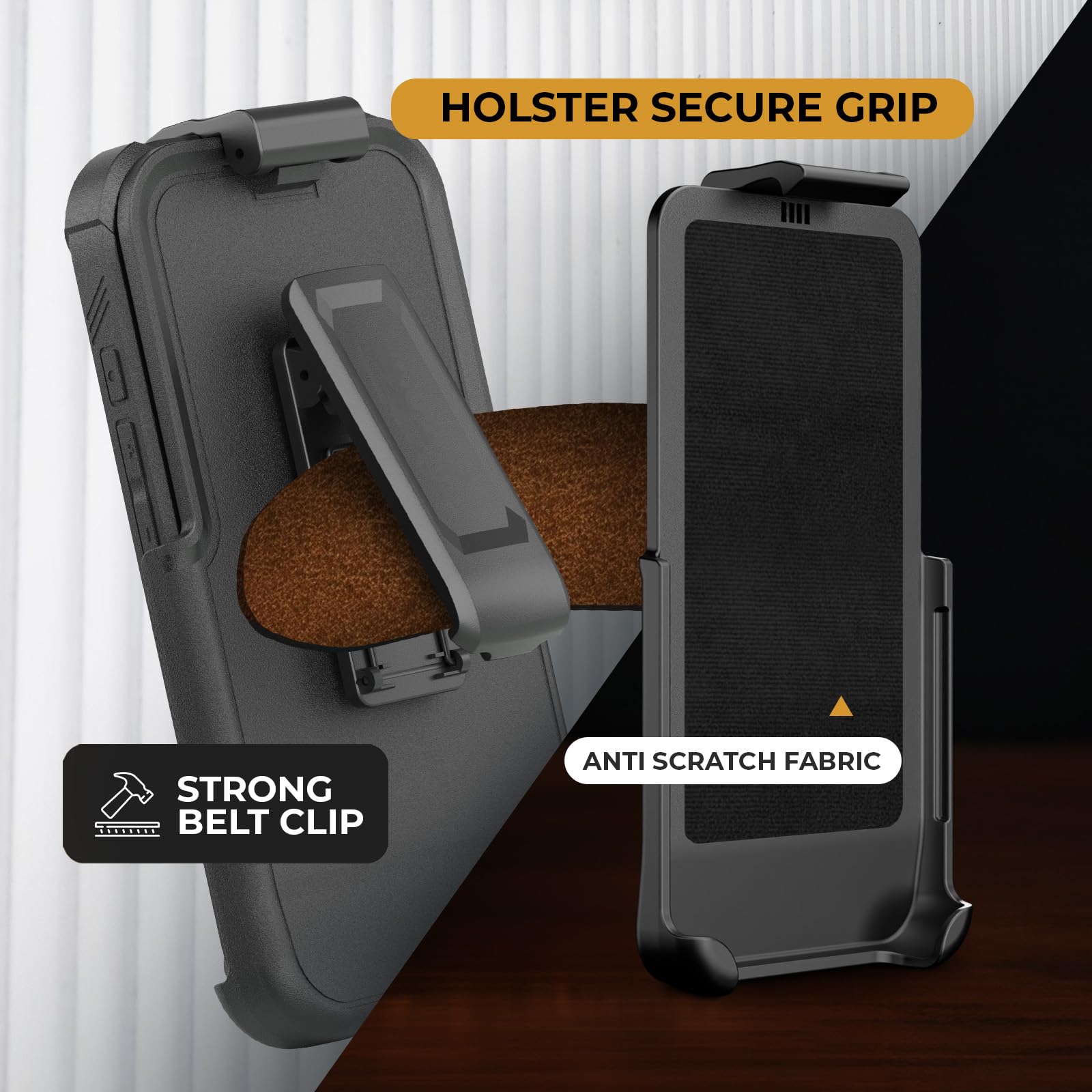 MOTIVE Funda de silicona para iPhone 15 Pro con clip para cinturón, funda para teléfono celular para iPhone 15 Pro, funda delgada y resistente, funda protectora a prueba de golpes y soporte, 6.1