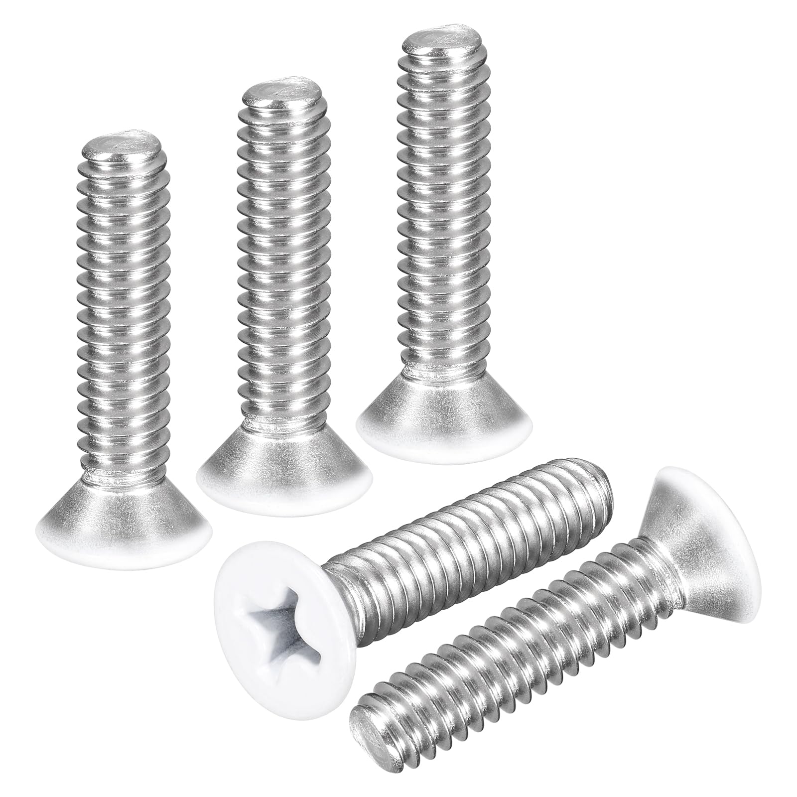 DTGN 5/16"-18x1-1/4" Phillips Countersunk Head Bolt - 10pcs - Good for Outdoor Machinery Fastening Maintenance - 304 Stainless Steel Machine Screw Bolt - White Head
