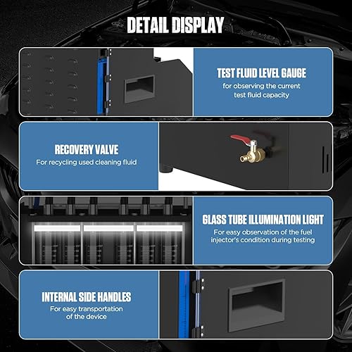 Miniatura 5 de Limpiador de inyector de combustible, CT500 GDI EFI FEI Kit de limpiador y probador de inyector de combustible automotriz, máquina limpiadora para