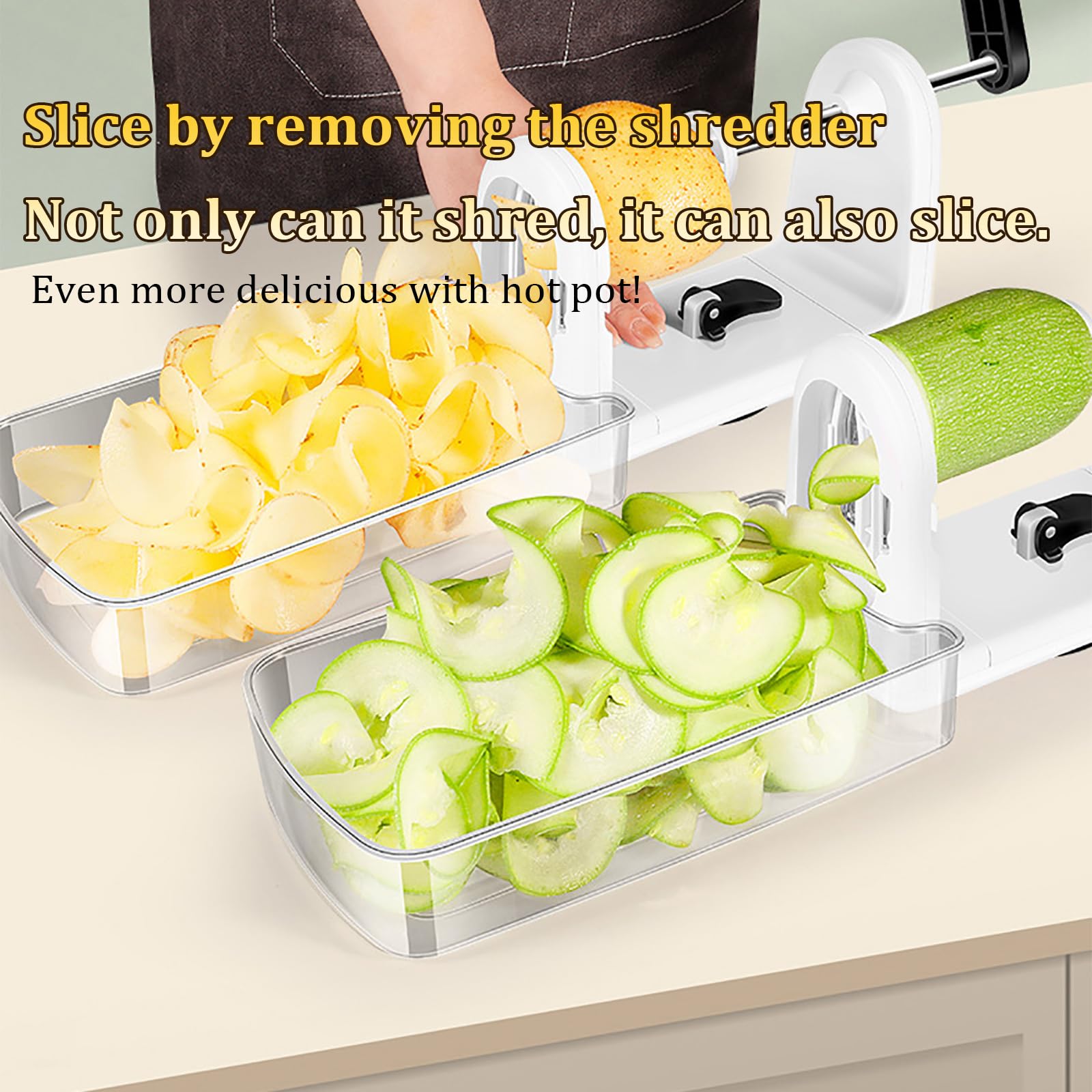 Spiralizzatore per Frutta, Grattugia a Spirale per Verdure con 4 Lame, Grattugia per Affettare E Sminuzzare, Protezioni Multiple, Contenitore per Lame, per Ristoranti Che Servono Hot Pot