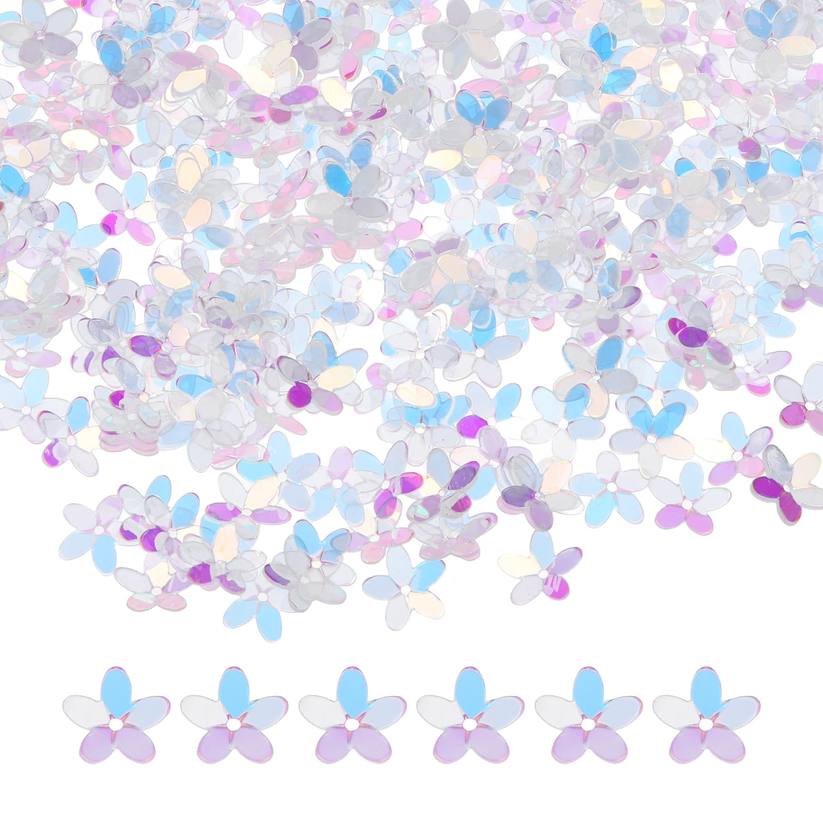 sourcing map 50 Gram Flower Loose Sequins 10mm Transparent White