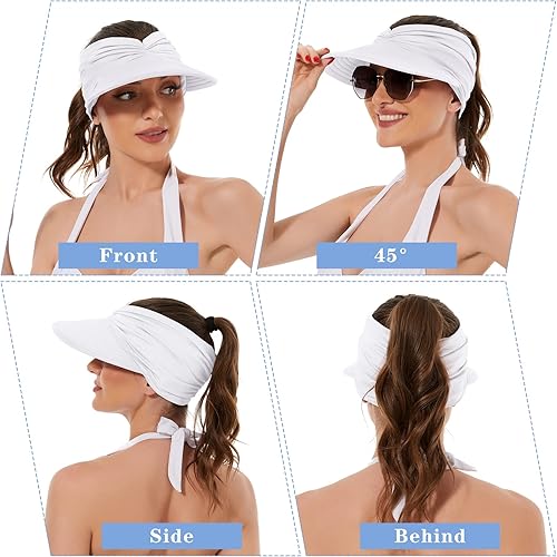 Miniatura 2 de Zando Sombrero de visera para mujer, sombrero de ala ancha para mujer, protección UV, sombreros de playa de verano para mujer, viseras deportivas