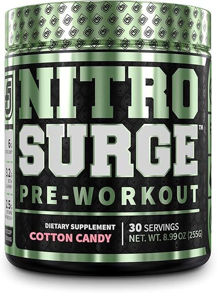 Amazon Com Nitrosurge Pre Workout Supplement Endless Energy Instant Strength Gains Clear Focus Intense Pumps Nitric Oxide Booster Powerful Preworkout Energy Powder 30 Servings Cotton Candy Health Household