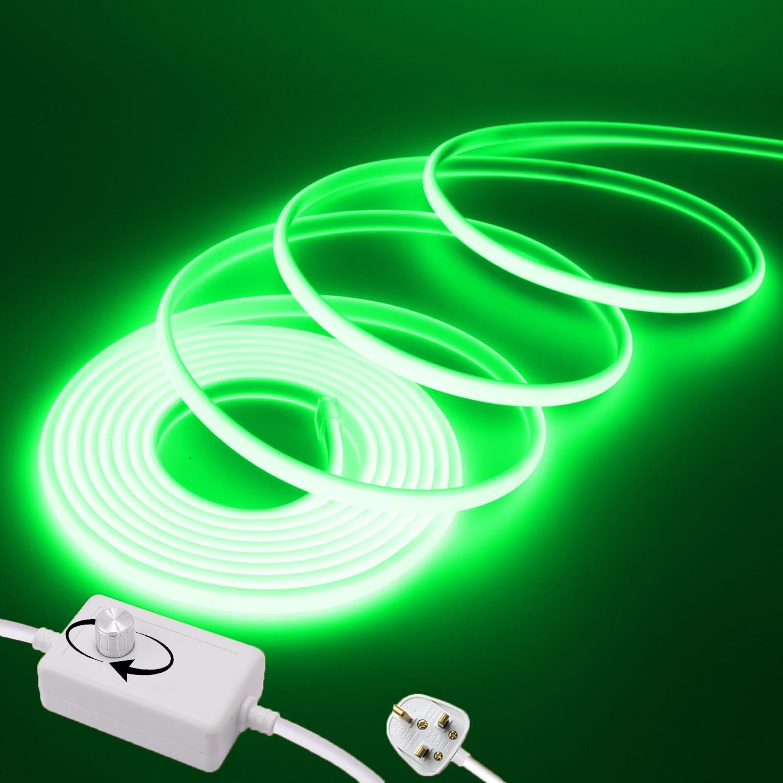 Wisada Dimmable Flexible COB LED Strip CRI90+[21M,Green], 288 LEDs/m Cuttable FCOB LED Neon Strip Rope Light, AC220-240V, DIY Design, IP65 Waterproof Home & Shop Decorative Lighting Fairy Lights