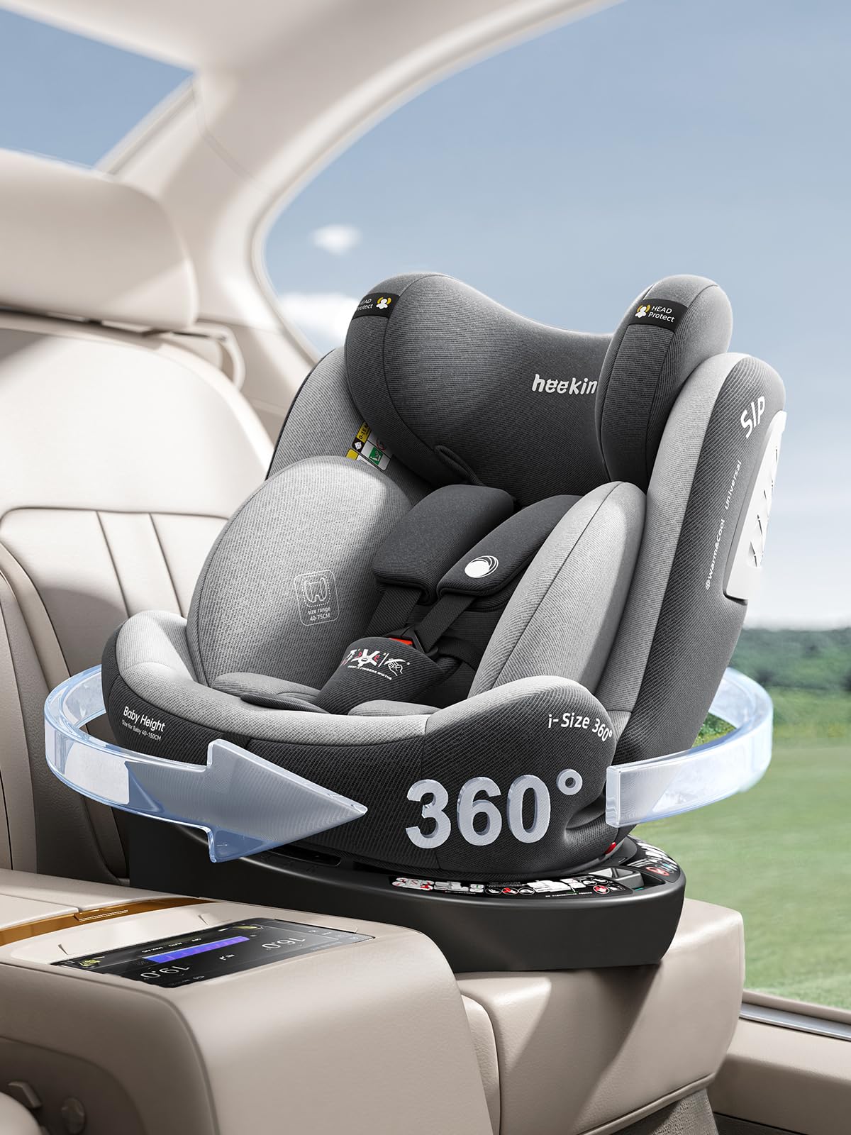 Amazon | heekin チャイルドシート 360°回転式 ISOFIX固定 ECE R129（i 