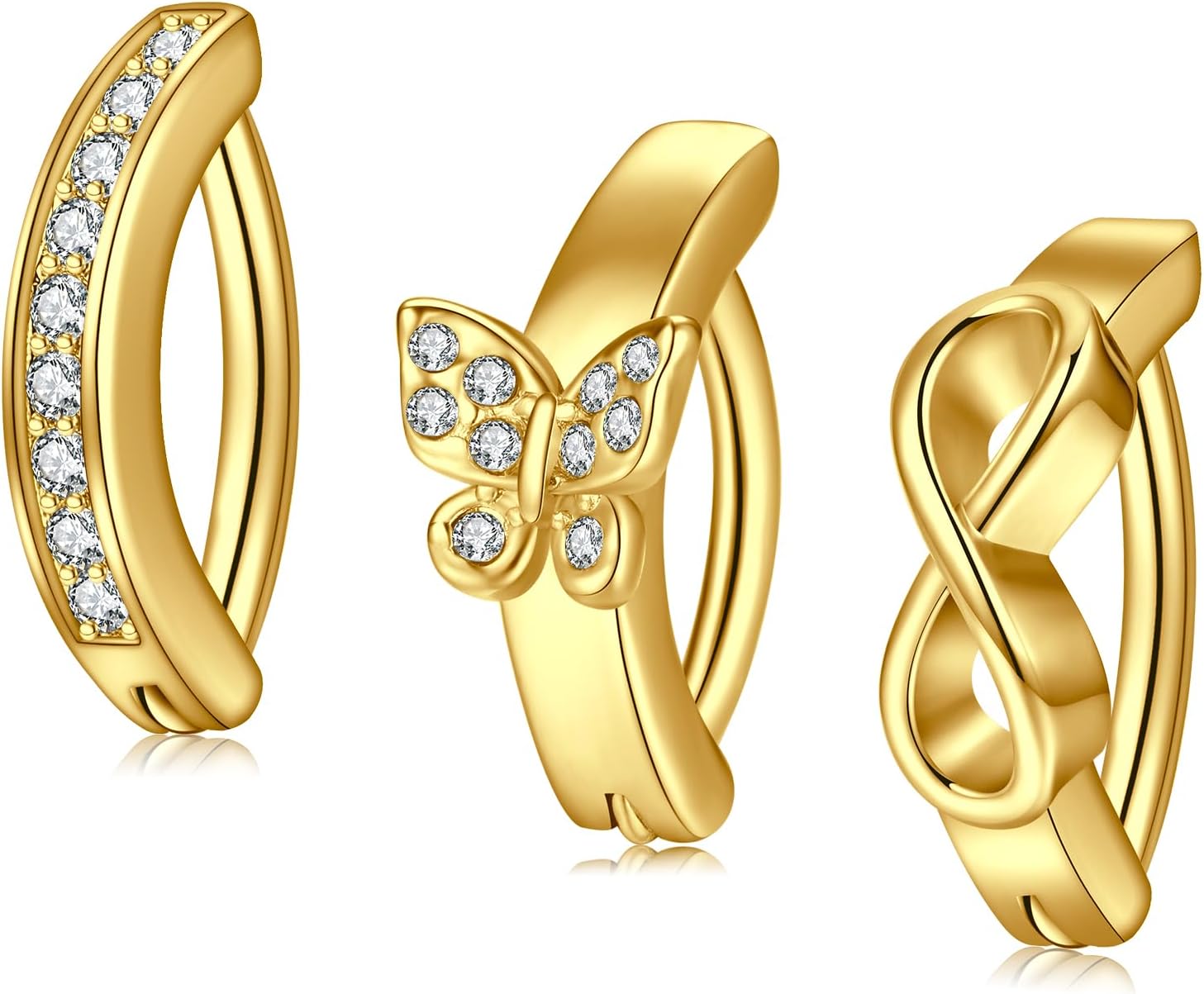 LAURITAMI 14G Clicker Belly Rings Surgical Steel Belly Button Ring CZ Navel Rings Gold Barbell Body Piercing Jewelry for Women 10mm