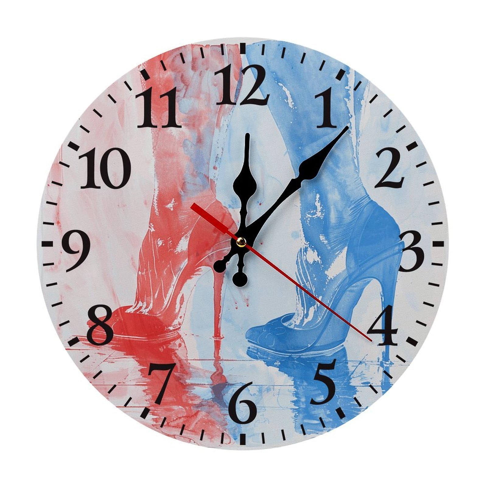NTVOWPZO 10 Inch Wall Clock Hand Drawn Elements Battery Operated Wall Clocks Silent Non-Ticking Round Wall Clock for Living Room Kitchen Home Office Wall Decorative Clock