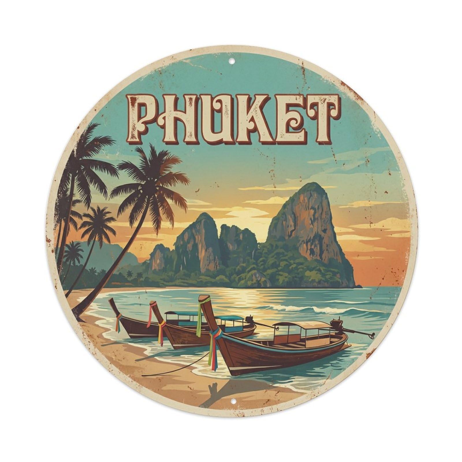 Retro Travel Thailand Phuket Metal Tin Sign
