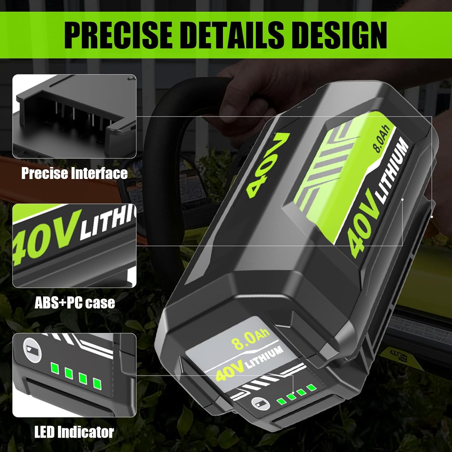 8000mAh High Capacity OP4026 Replacement for Ryobi 40V Battery 8.0Ah Compatible with Ryobi 40 Volt Battery Lithium OP40602 OP40601 OP4040 OP4030 Cordless Tools