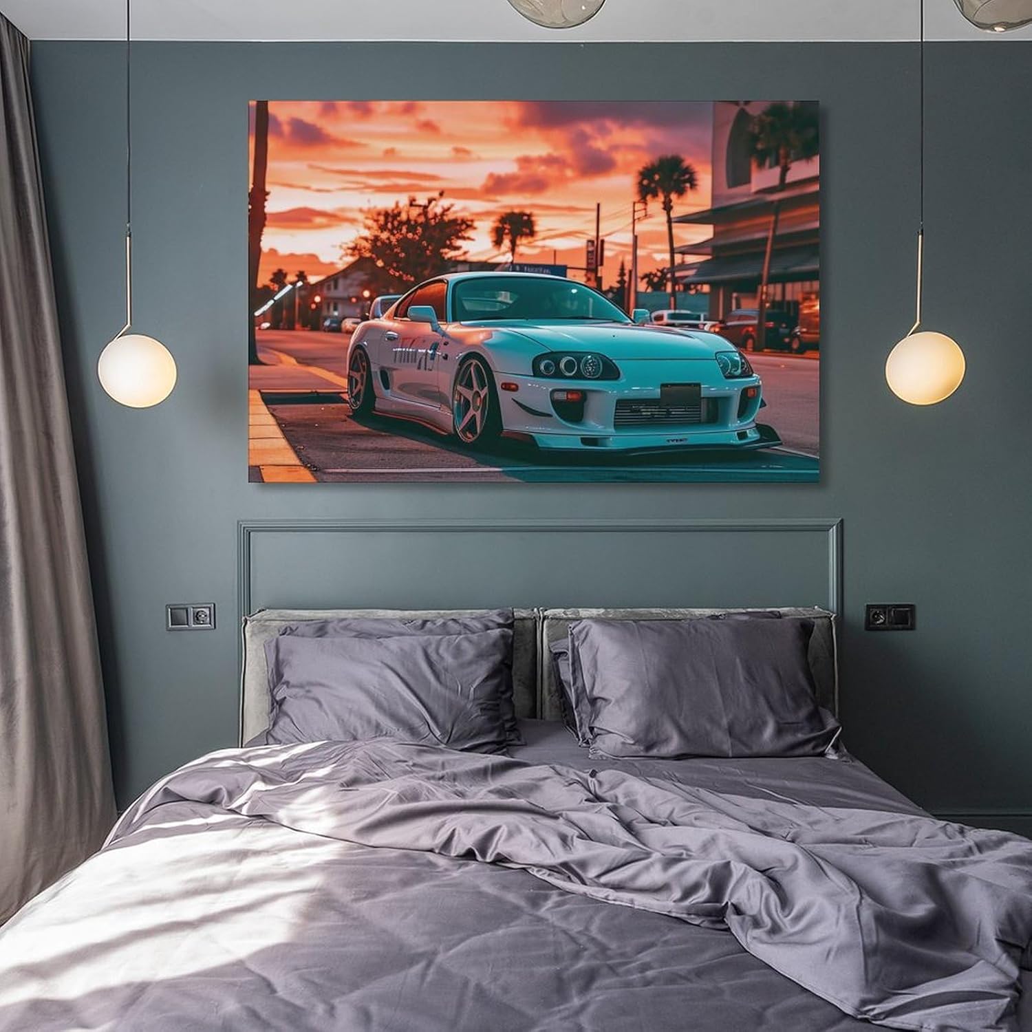 FeoYoed Wall Art Posters Sunset Jdm Car Sup on The Roadside Modern Aesthetic Decor Prints for Bedroom Living Room Office with Premium Fade Resistant Canvas 12x18inch(30x45cm) - Image 8