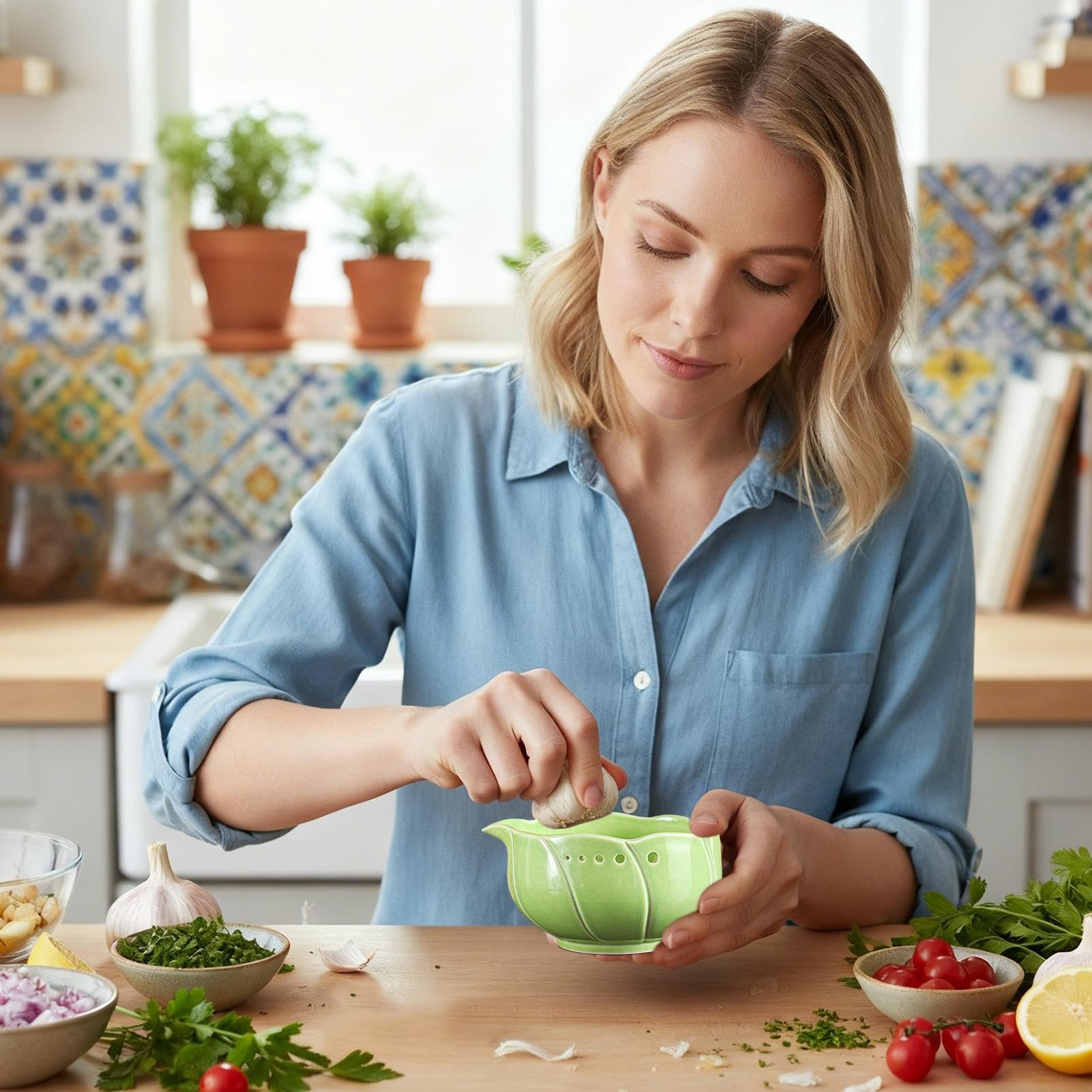 Knoblauchreibe Salatschüssel – Manuelles Küchenzubehör, Ingwer-Reibeschüssel, für Hobbyköche, Kochbegeisterte, Saucen, Marinaden, Dressings, tägliche Mahlzeiten, Damen, Herren, Camping, Wohnheim