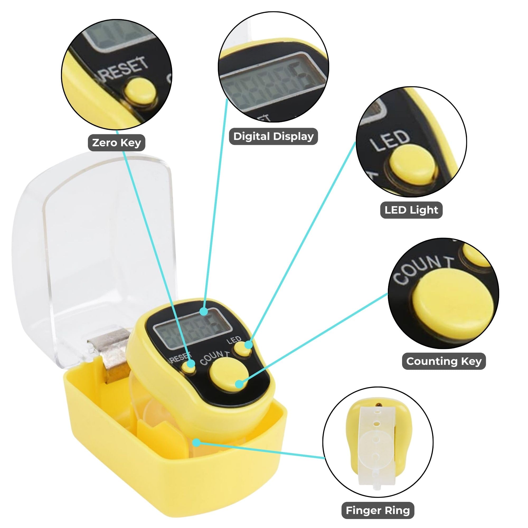 Aurum And Adorn Digital Tally Counter, 5-Digit Electronic Finger ...