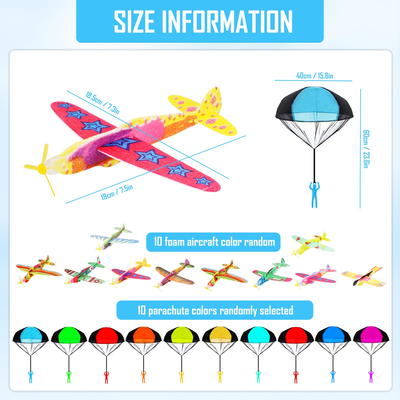 Lot de 20 jouets pour parachutisme