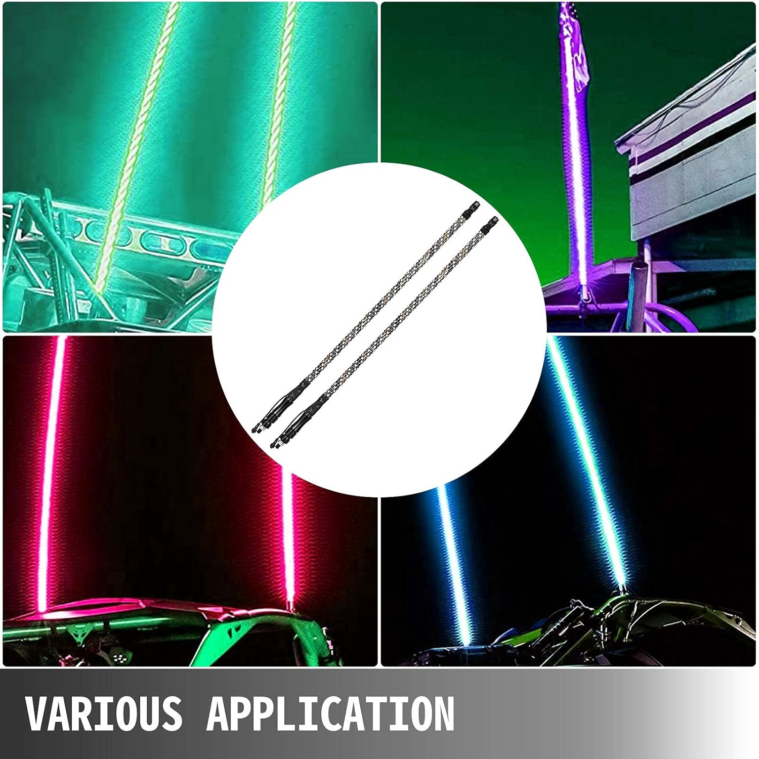 Bestauto 2PC 3FT 360°Spiral LED Whip Lights RGB Color Lighted Whips for UTV ATV 21 Modes,20 Colors,5 Levels,Weatherproof,Off-Road Whip RF Wireless Remote for UTV ATV Polaris Accessories RZR : Everything Else