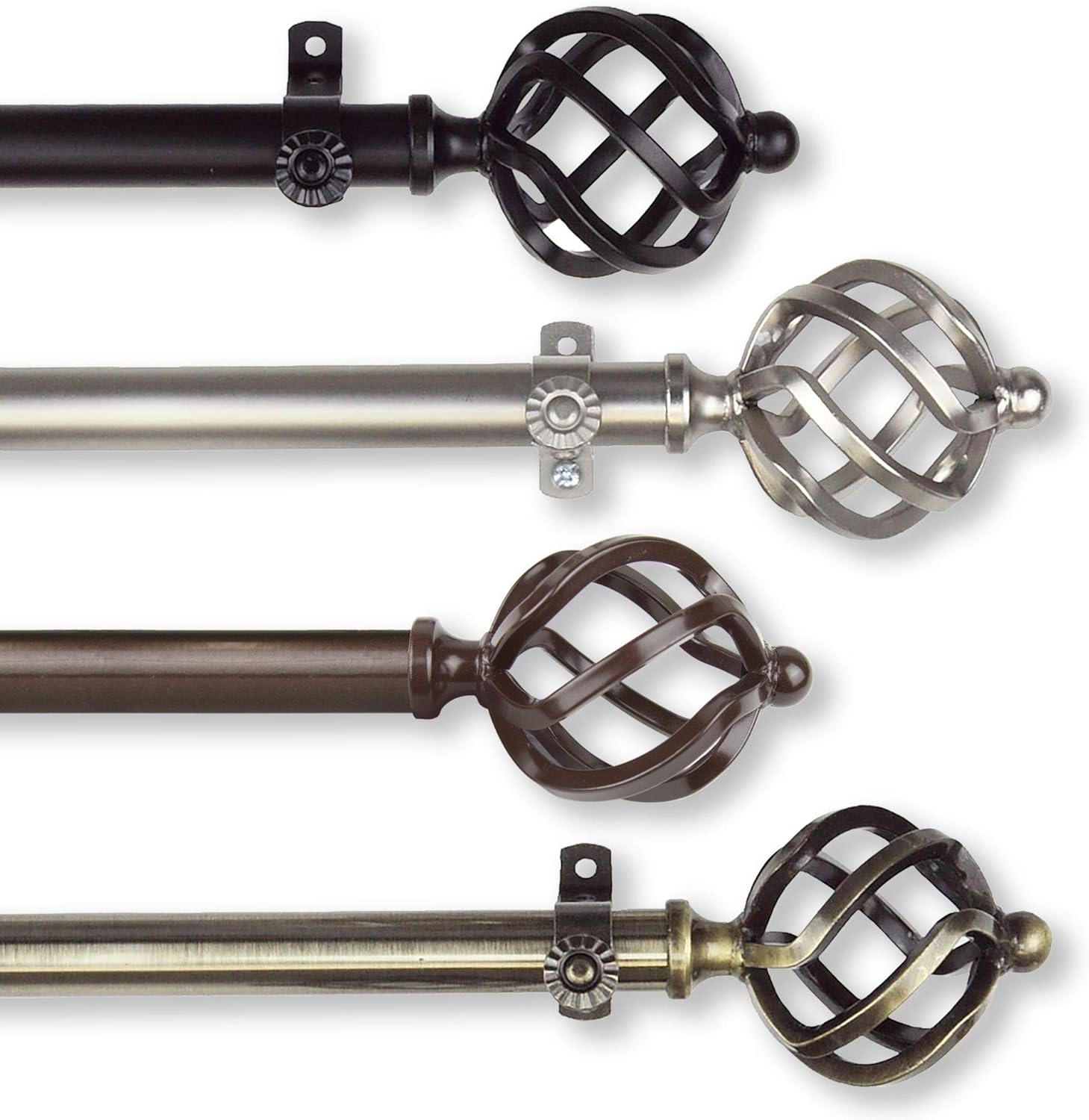 127" Silver Contemporary Double Window Curtain Rod